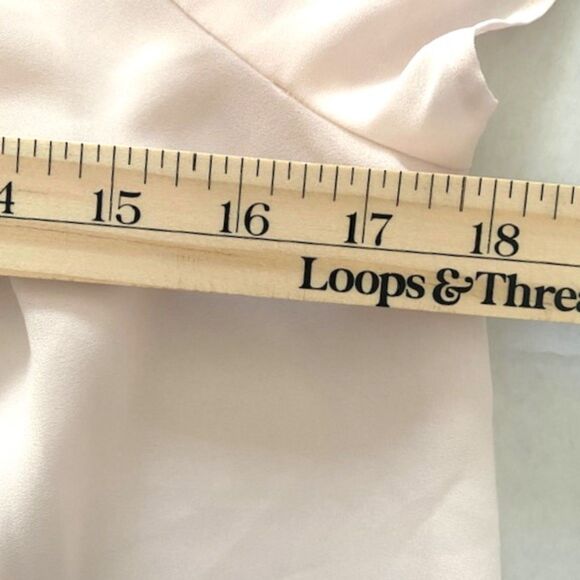 LOFT Fan Floral Light Pink Crewneck Blouse Short Sleeve Lightweight Top Sz S - Picture 7 of 11